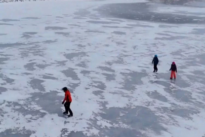 They enjoyed ice skating on the frozen surface of the lake